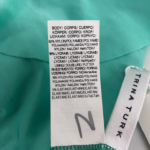 Size 8 RUNS SMALL Trina Turk Ruffle Swim Top Aqua - Picture 3 of 6